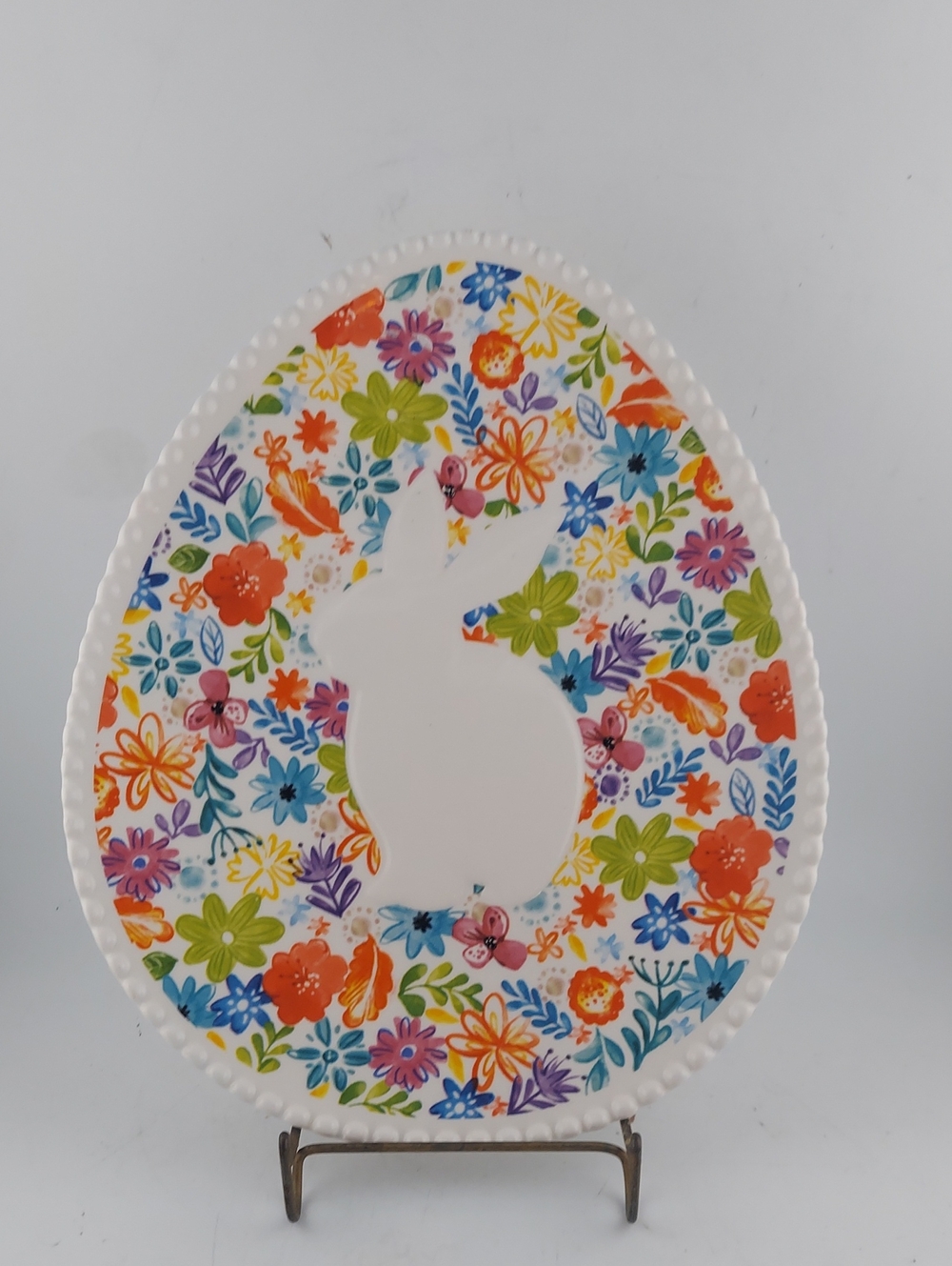 Pier 1 Floral Easter Bunny Egg Platter - Multicolor